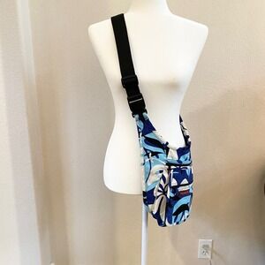 Island Aloha Wear Hawaiian Print Sling Bag Blue White Black Adjustable Strap